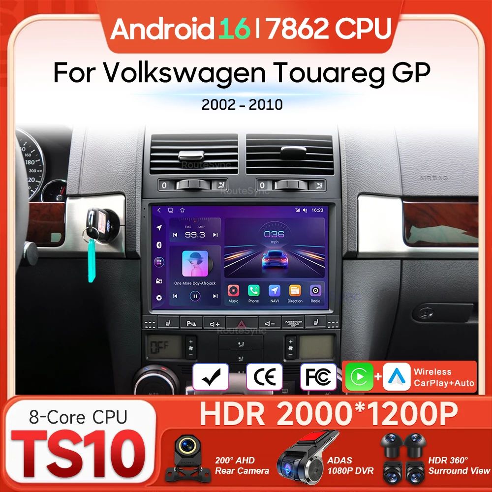 Android 16 For Volkswagen Touareg GP 2002 - 2010 Car Multimedia Player Carplay Auto Head Unit Radio Video Stereo Navigation GPS
