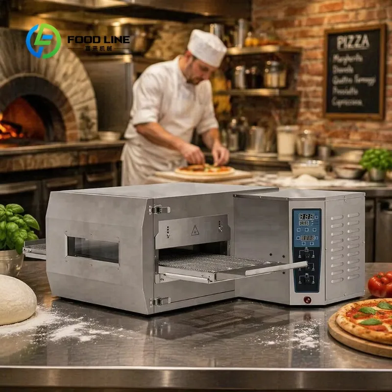 customized commercial conveyor pizza oven dual fuel belt baking structure for local catering food shop business buyers