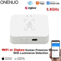 Tuya WiFi or Zigbee Human Presence Sensor MmWave Radar Detector With Luminance Sensor For Smart Home replace PIR Sensor