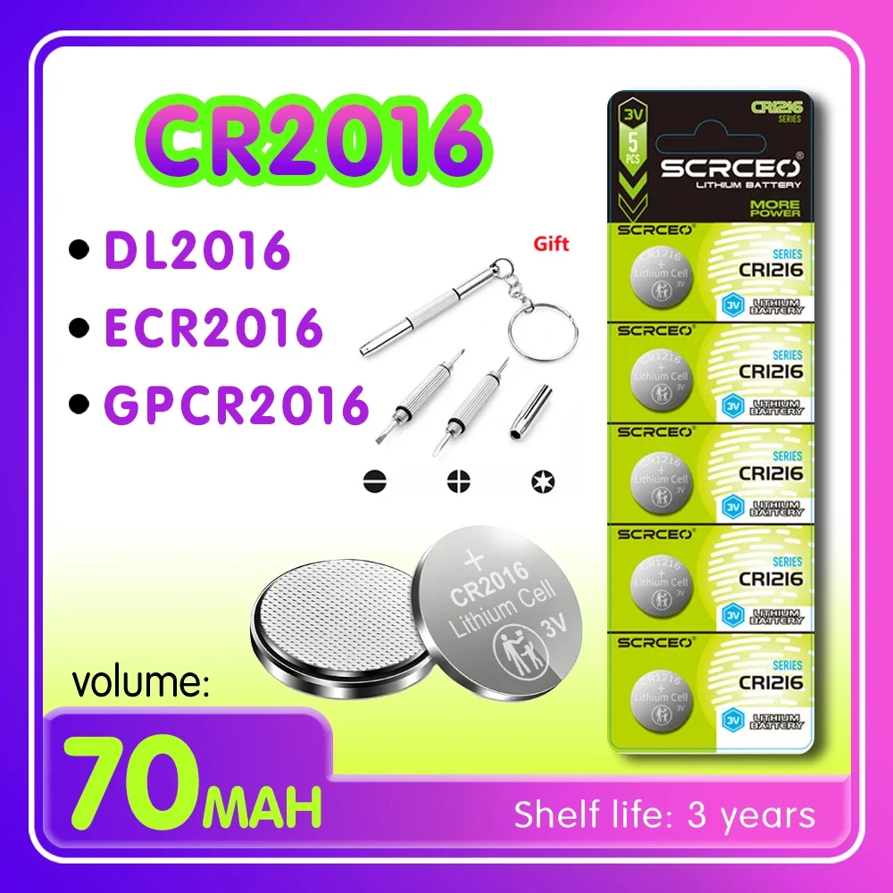 2PCS-10PCS CR2016 DL2016 ECR2016 GPCR2016 1.5V lithium manganese dioxide button battery, suitable for calculators, watches