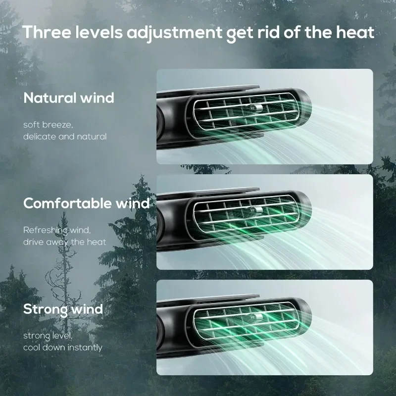 Car Seat Cooling Fan 3 Speed Adjustable 5V/2A USB/3000mAh Battery Refrigeration Portable Headrest Fan Car Interior Accessories