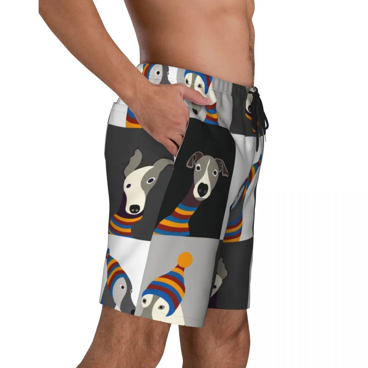 Lustige Cartoon Windhund Whippet Hund Männer Badehose Bade bekleidung schnell trocknen Strand Board Shorts Windhund Hund Schwimmen Boards horts