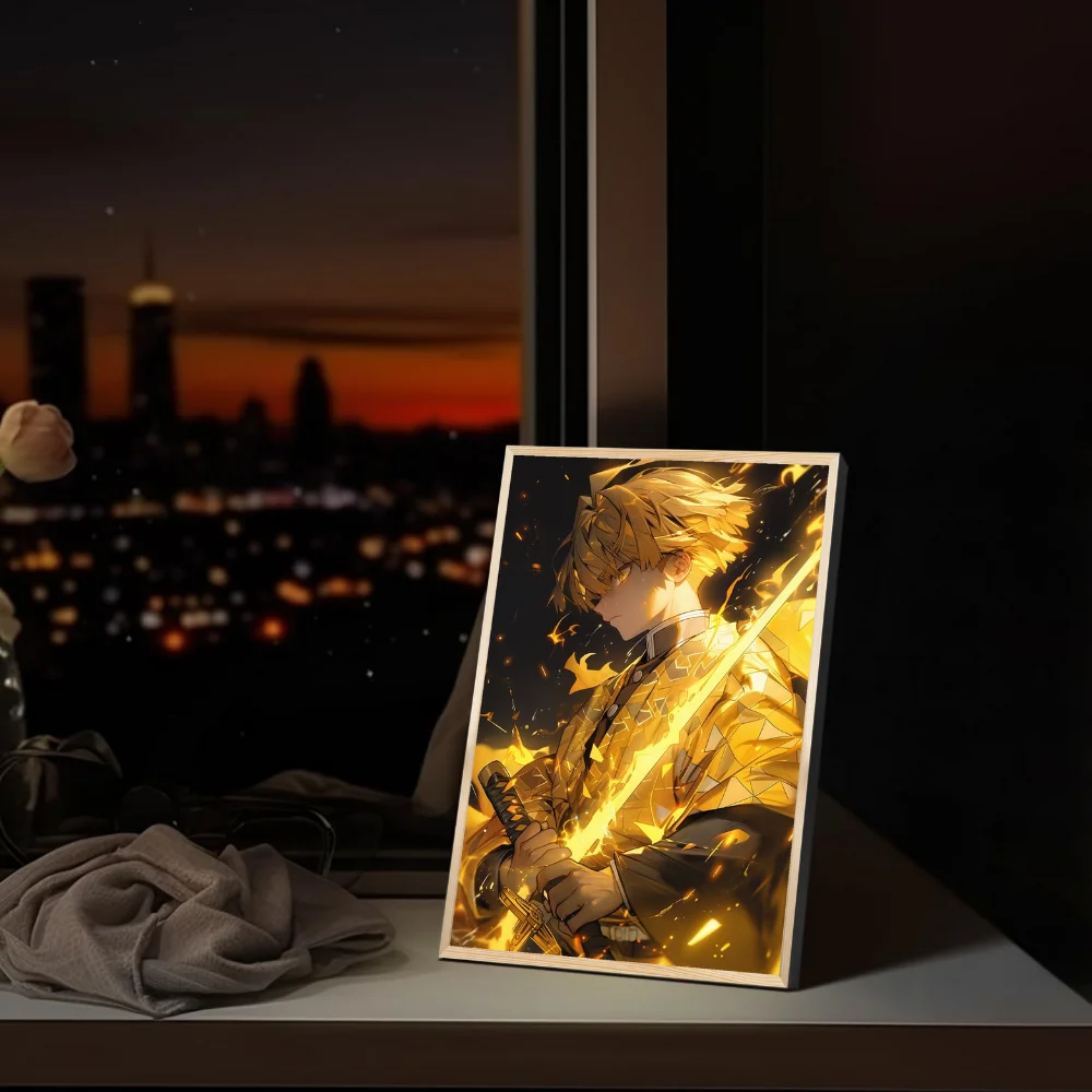 LED  anime Demon killer light painting, rechargeable photo wooden photo frame with USB plug, for game room decoration ornaments