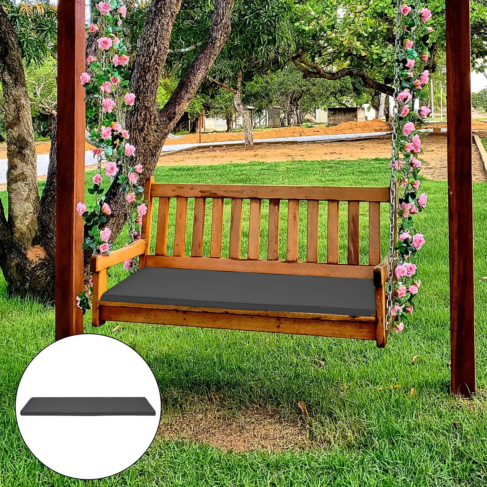 

Waterproof Bench Settee Patio Furniture Pad Seat Pads Cushion Swing Loveseat 3 Seater Outdoor - Dark grey