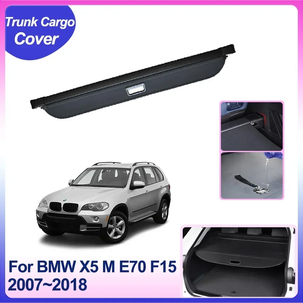 Rear Trunk Cargo Cover for BMW X5 M E70 F15 xDrive30i 2007~2018 Shield Shade Curtain Luggage Privacy Partition Board Accessories