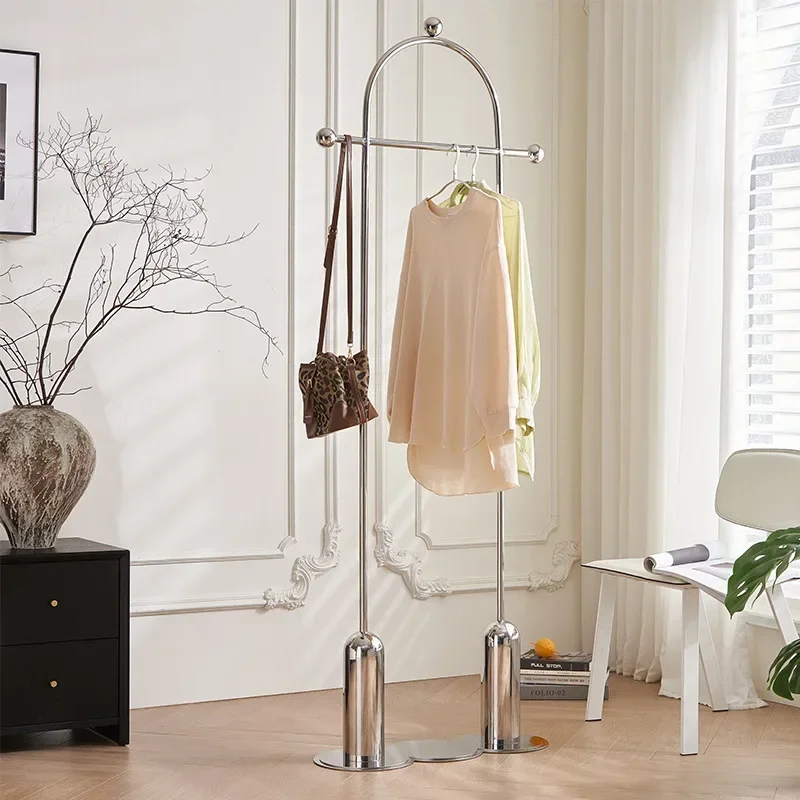 Nordic retro simple stainless steel wabi sabi coat rack hanging hanger storage floor removable overnight hanger