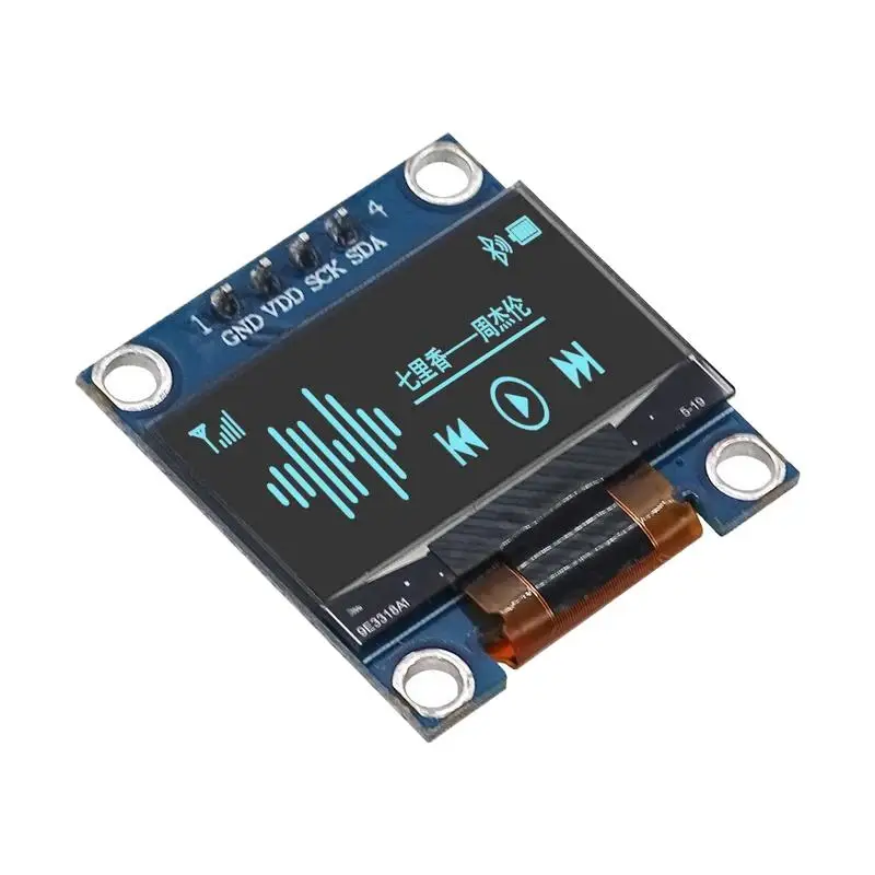 0.96인치 OLED 디스플레이 모듈 SSD1306 I2C IIC SPI 직렬 128X64 LCD 4핀 옐로우블루(핀 헤더 납땜됨)JSWDZ