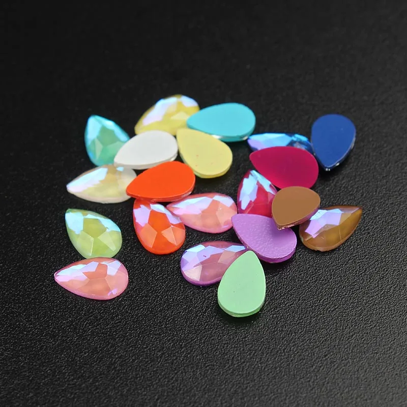 30Pcs/lot Rhombus 6x10mm Flatback Glass Non Hotfix 10 Mocha Colors Rhombus Flat Back Rhinestones 3D Gems for Nail art