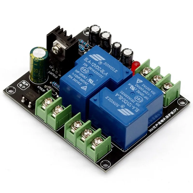 LM7812 Stabilized Voltage Dual 30A High Current Relay UPC1237 2.0 Dual Channel Horn Protection Board For Audio Amplifier