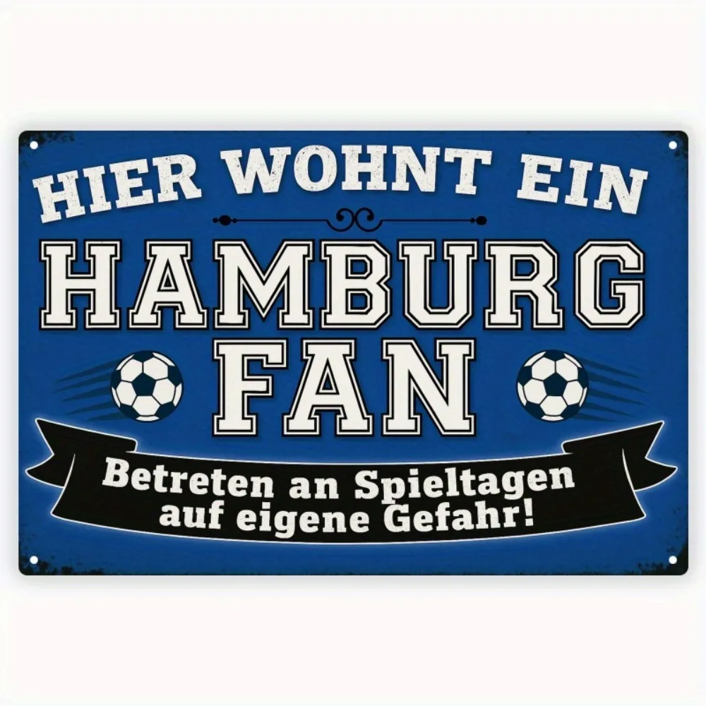 CIFBUY Vintage Hamburg Football Fan Aluminum Wall Art, Waterproof Metal Sign for Home Garage Kitchen Room Decor