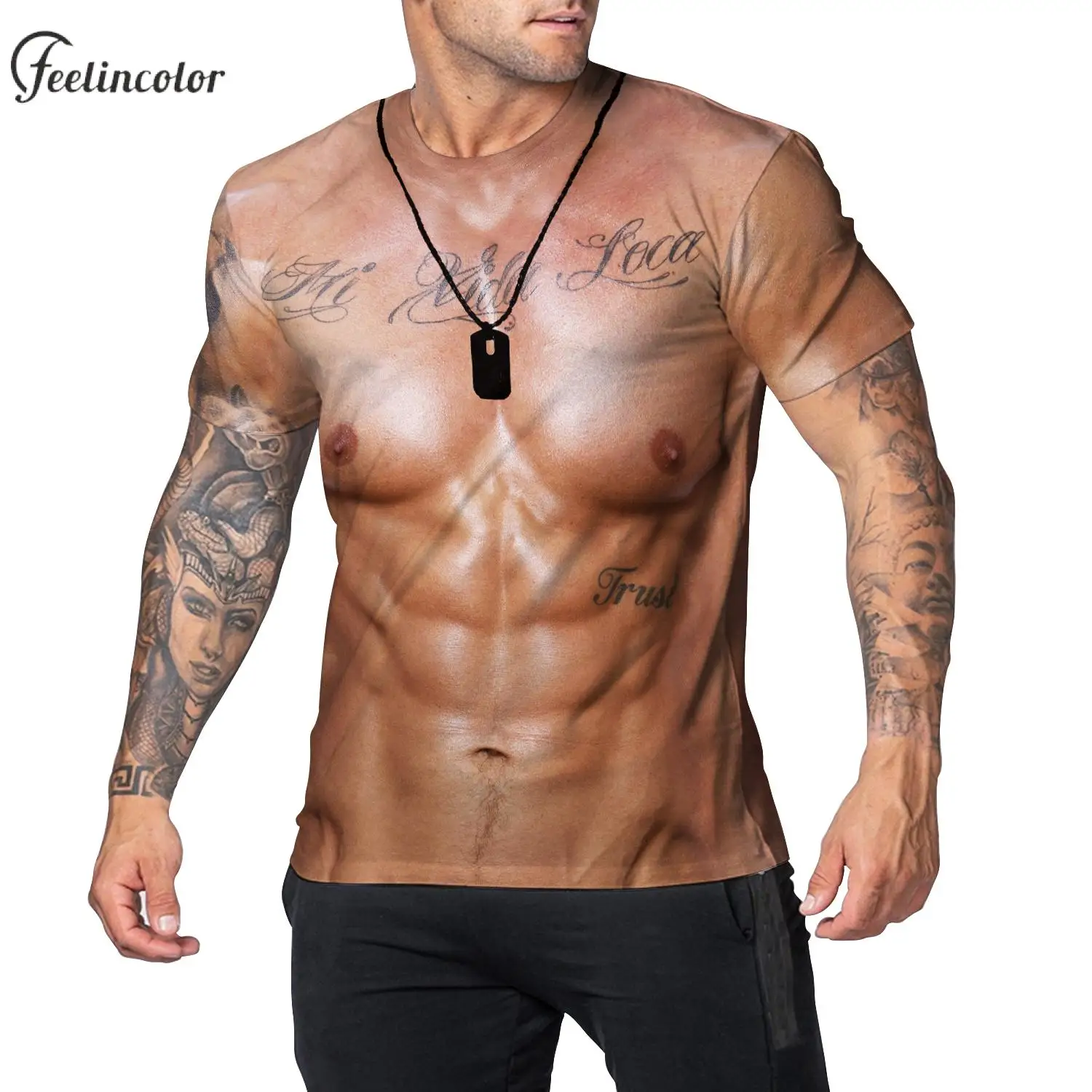 6 Pack Abs T-Shirt for Men Summer Fashion Top Gym Casual Sportwear Male Drop Shoulder Tee Shirt Y2K Funny Holiday Party Clothes