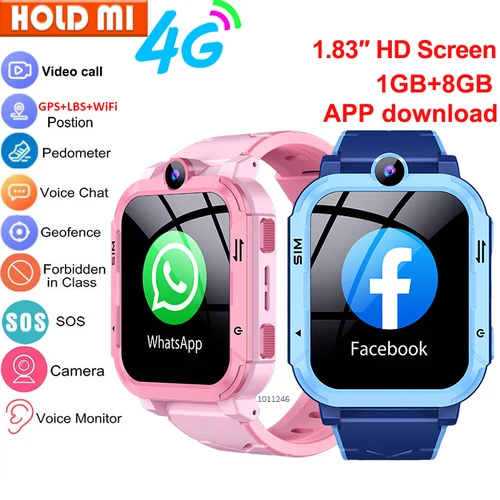 Reloj inteligente 4G para niños, rastreador GPS WiFi, ubicación, videollamada, llamada de emergencia, Monitor trasero, reloj de teléfono, reloj inteligente para niños, regalos para niños y niñas