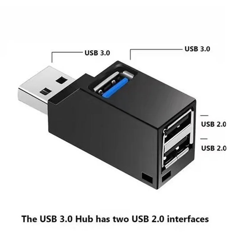 Adattatore HUB USB 3.0 Extender Mini Splitter Box 3 porte per PC Laptop Telefono cellulare Disco U ad alta velocità