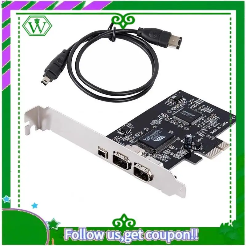 Reliable-PCI-E Express Card, 1394A IEEE 1394B Controller Card Cable, High Speed Data Transfer, Video Editing, Audio Recording Du