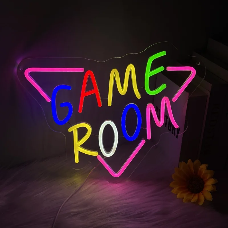 

Неоновые огни GAME ROOM, подходящие для игровых комнат, развлекательных мест и семейных мест, питание от USB, переключатели с регулируемой яркостью