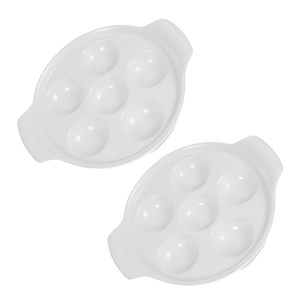 

2Pcs Ceramic Escargot Plates Snail Baking Dish Grooved Non-Slip Bottom Comfortable Handles for Kitchen and Restaurant