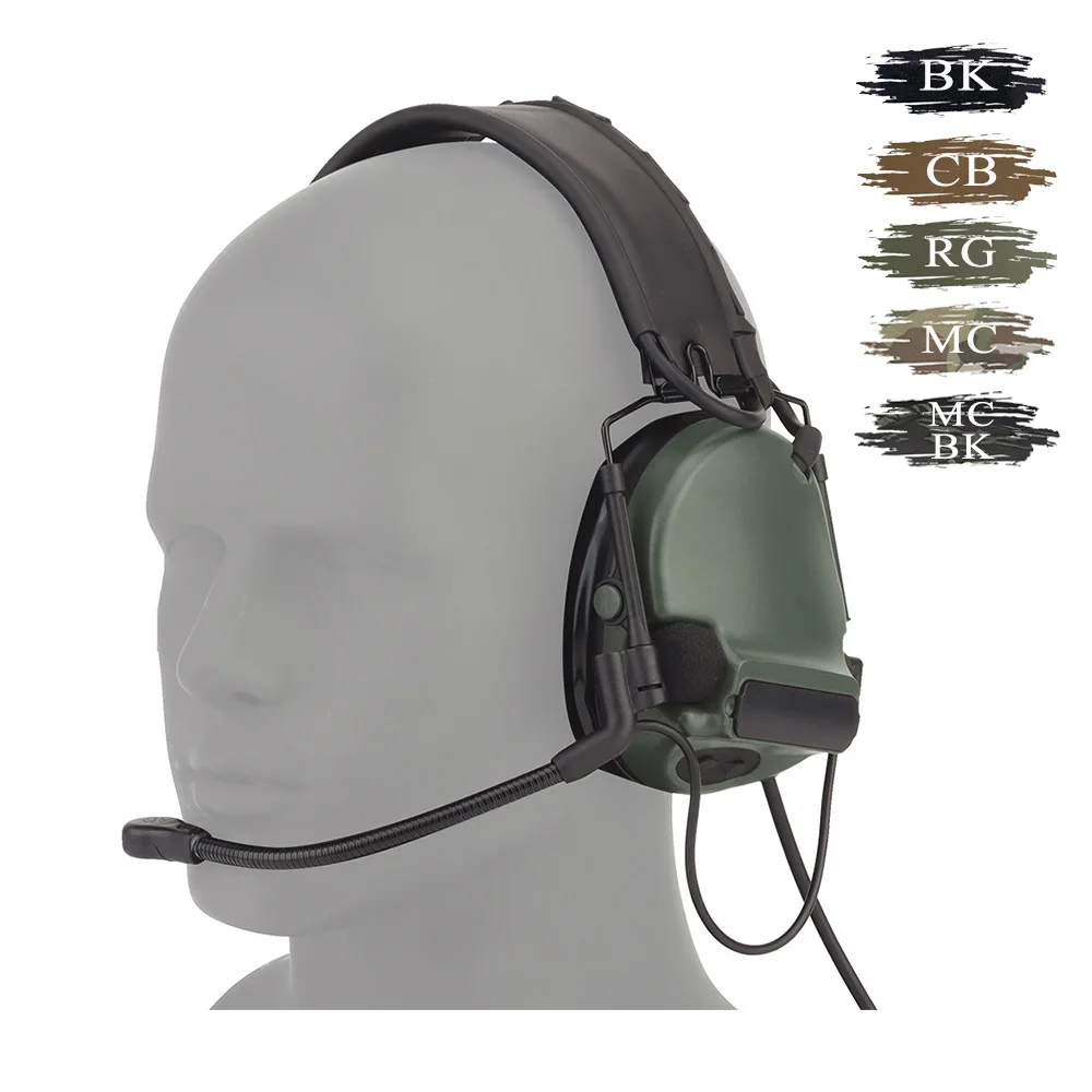 

C5 Foldable Noise Reduction Headset Head-Mounted PTT Compatible Adjustable Mic for CS/Airsoft Shooting Sports
