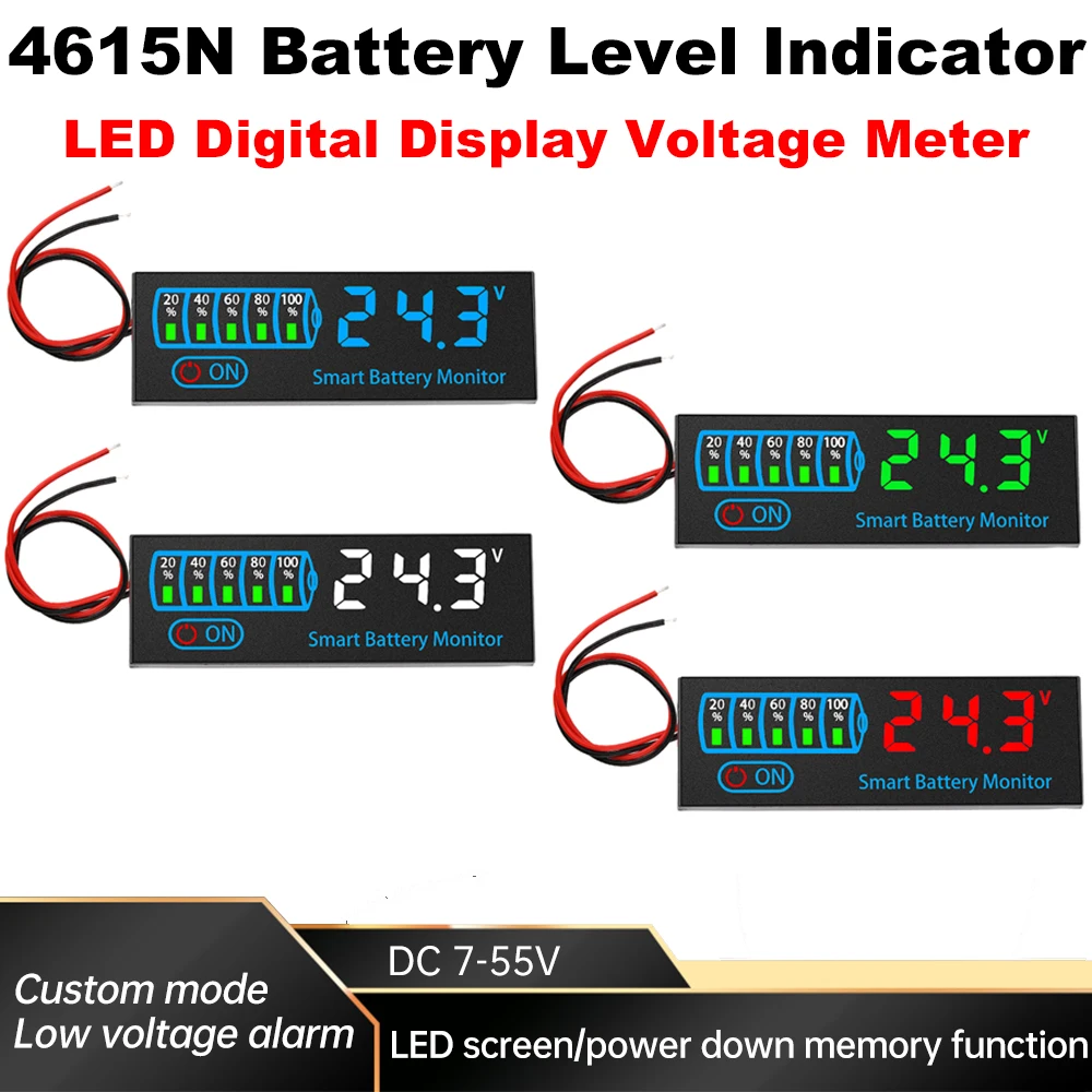 3 S-12 S 18650 Li-ion Lipo Lithium Test 7-55 V Zuur Batterij Niveau Indicator Tester LED Display Meter Module Capaciteit Voltage Meter