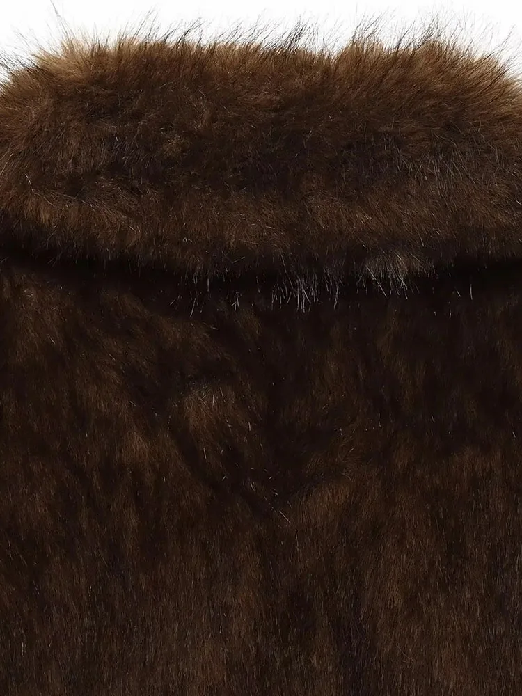 نساء 2025 شتاء جديد عكسها عادية كم طويل أزرار بدوره إلى أسفل طوق ملابس خارجية فضفاضة المرأة معطف دافئ فو سترات من الفرو ﻿