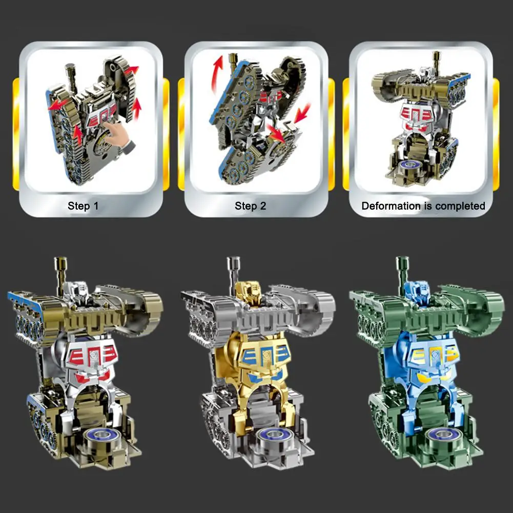Fingertip Gyro Spinner Toy DIY Transformable Tank Robot Stress Relief Fidget Toy Mechanical Deformed Tanks Robot Fidget Toys