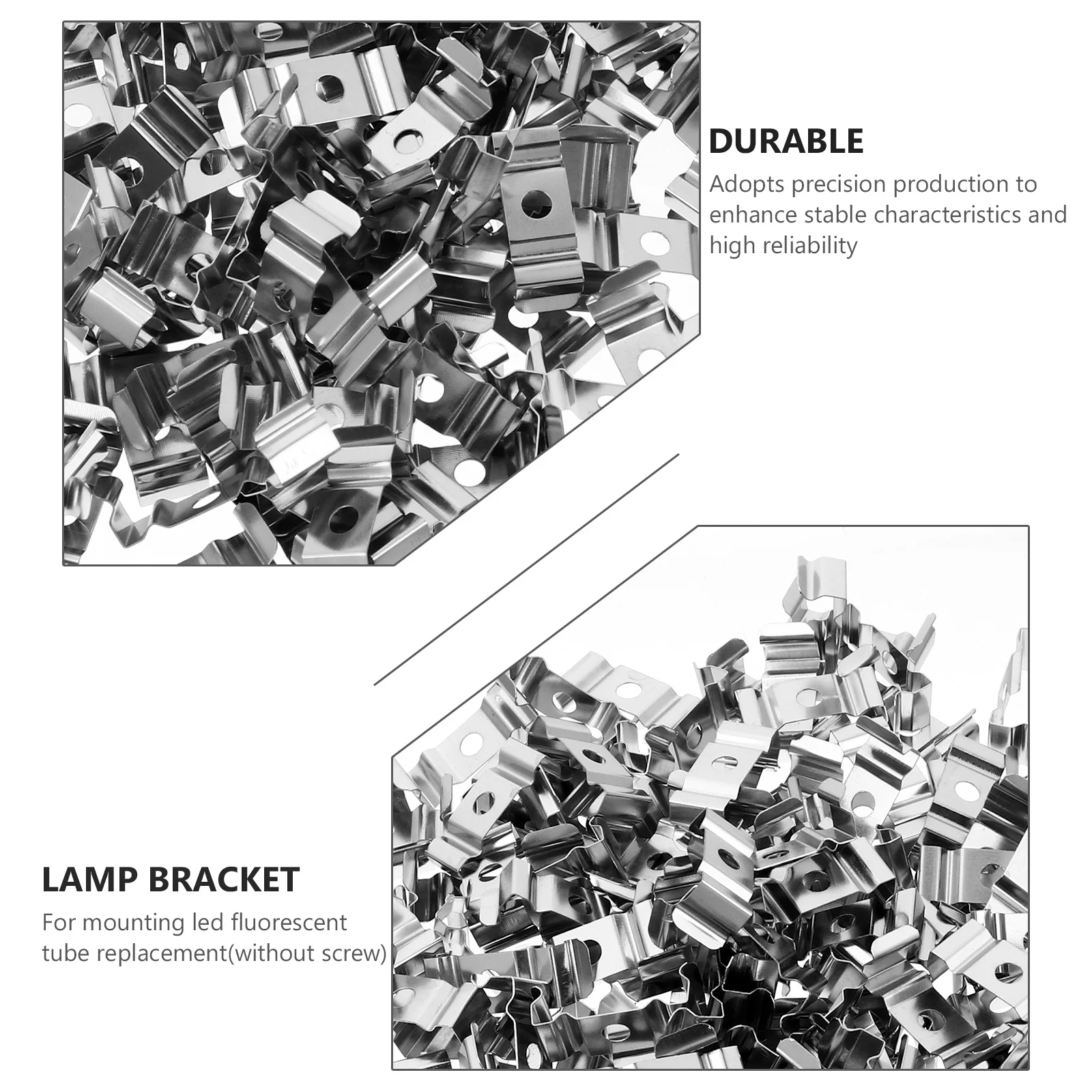 

500Pcs T5 Fluorescent Light Metal Clip Holder Bracket Manganese Steel Stable Mount for LED Tube Lamp Fixture Office Home Factory