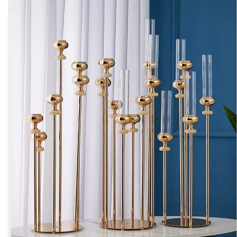 

Metal Candlesticks for Party Decor Candle Holders Stands, Wedding Table Centerpieces Road Lead Candelabra