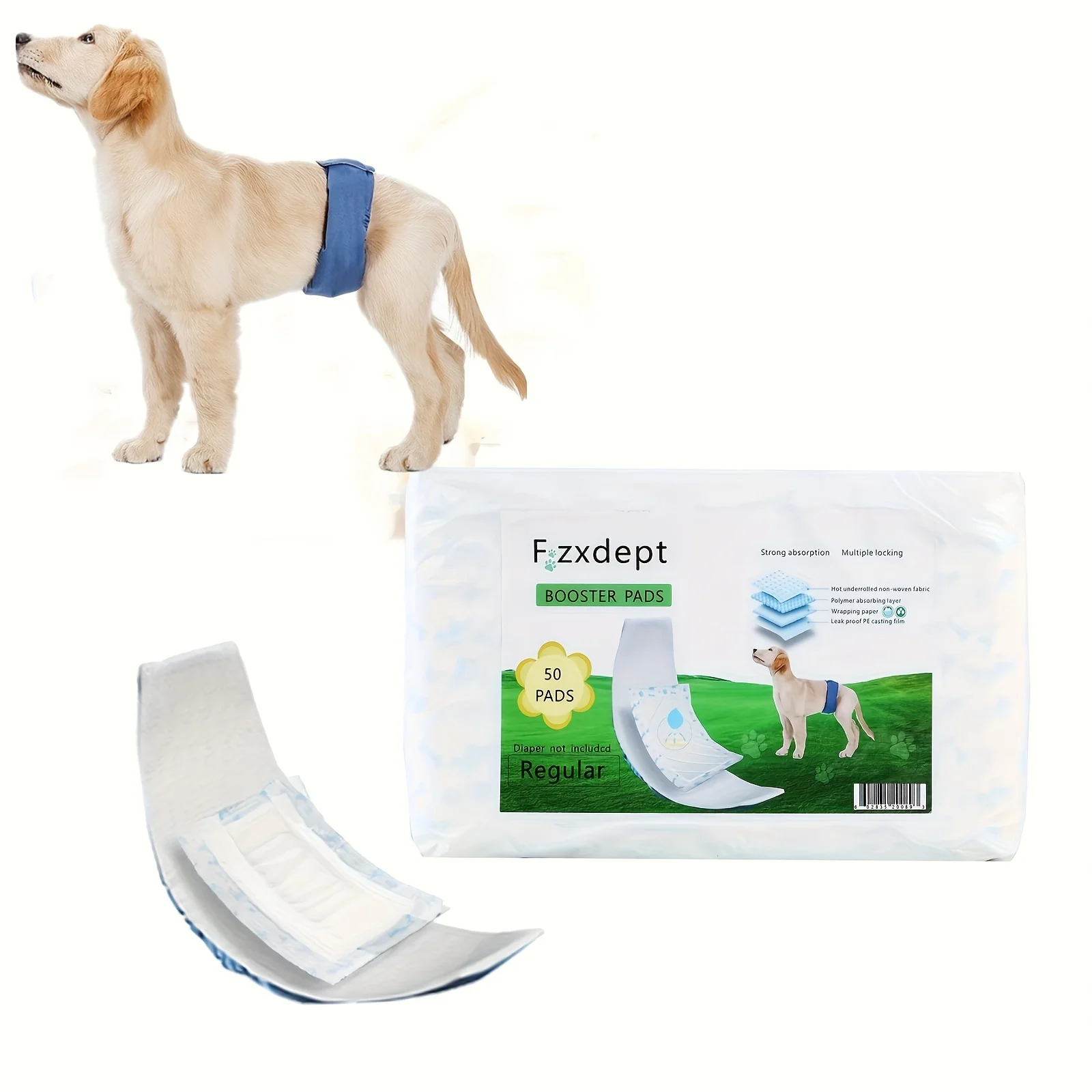 Dog diaper pad reinforcement pad suitable for male and female dogs, 50ct | Disposable diaper pad suitable for most reusable pet