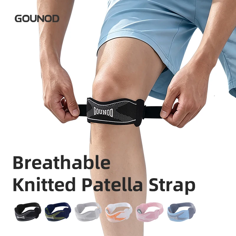 GOUNOD Patella-Kniescheibenband Verstellbarer Silikon-Gel-Knieschoner Knieschutz für Laufen, Sport, Radfahren, Fitness
