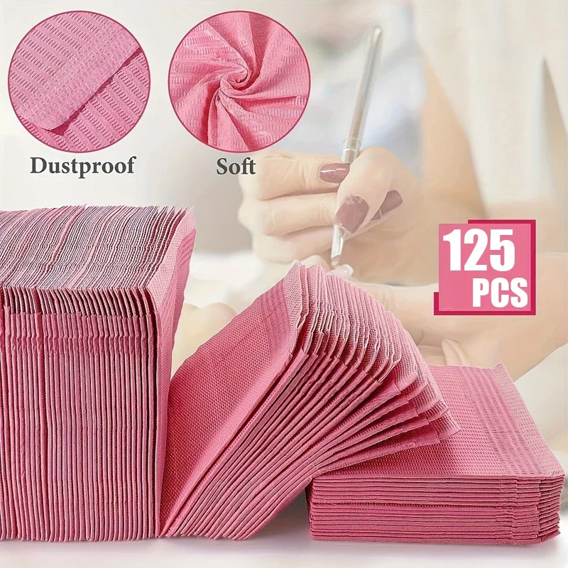 

125PCS Nail Art Table Mat Disposable Foldable Clean Pad Beauty Nail Care Polish Waterproof Tablecloth Manicure Tool Lint Paper