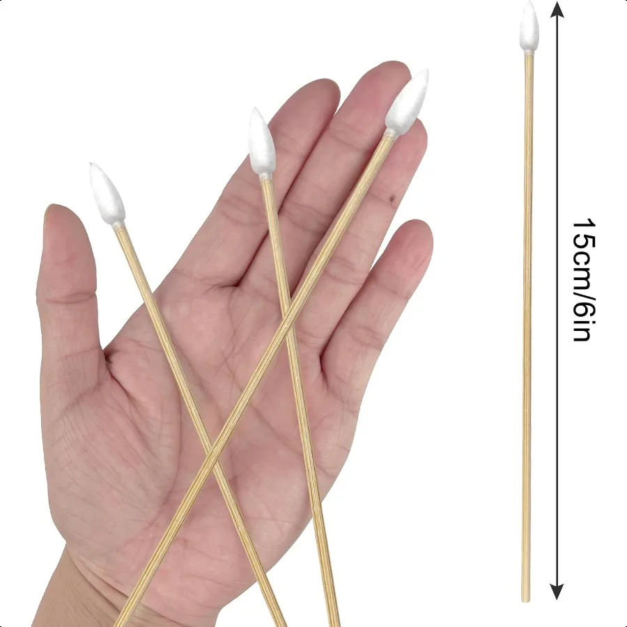 500 200 قطعة مسحات تنظيف المسدس 6 بوصة مسحات قطنية طويلة خالية من الوبر مسحات بندقية عالية الامتصاص لتطبيق تنظيف المسدس الدقيق