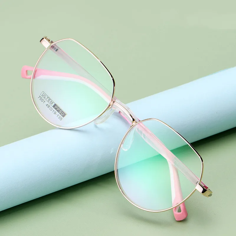 KatKani Retro Ultra-light Optical Prescription Eyeglasses Frame Girls Alloy Super Tough Myopia And Hyperopia Glasses Frame 7501S