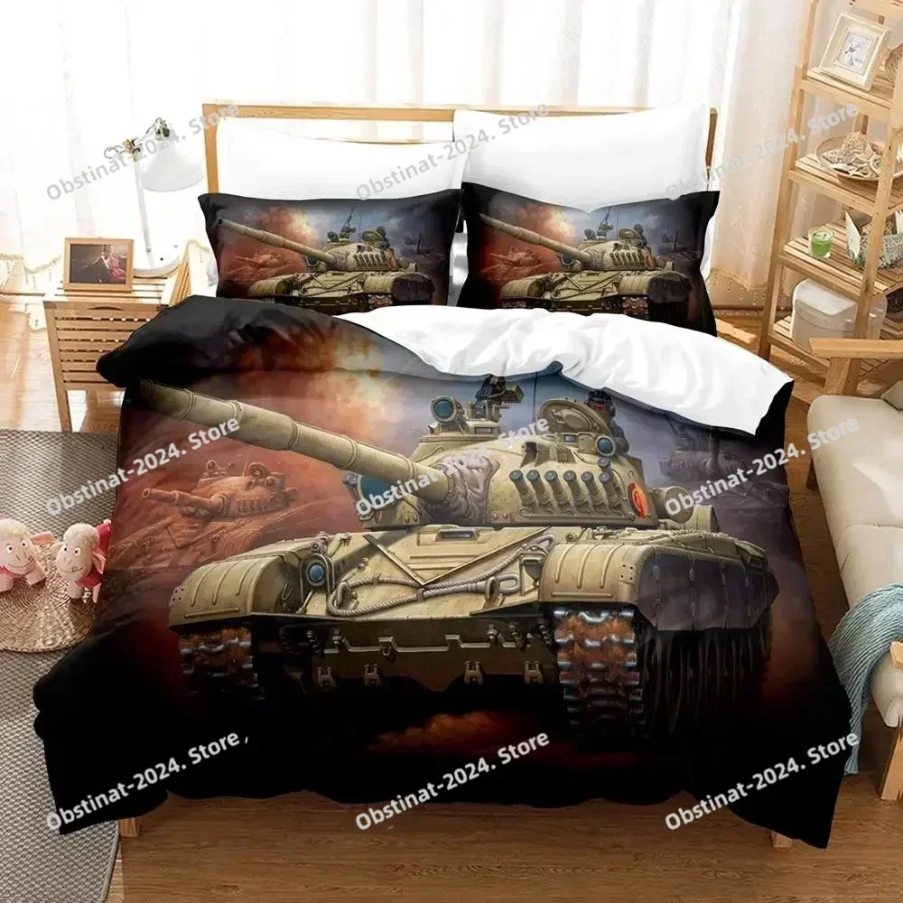 2025 Tank Duvet Cover King Size War Theme Bedding Set Dirt Bike Quilt Cover for Kid Boys Men Comfortable Microfiber Quilt Cover