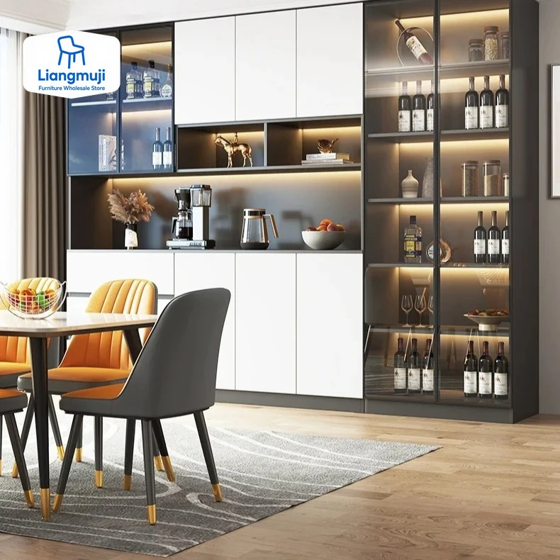 

Деревянный настенный винный шкаф для гостиной, современная простота, высокий винный шкаф для домашнего хранения Botellero Vino, мебель для ресторана QF50JG