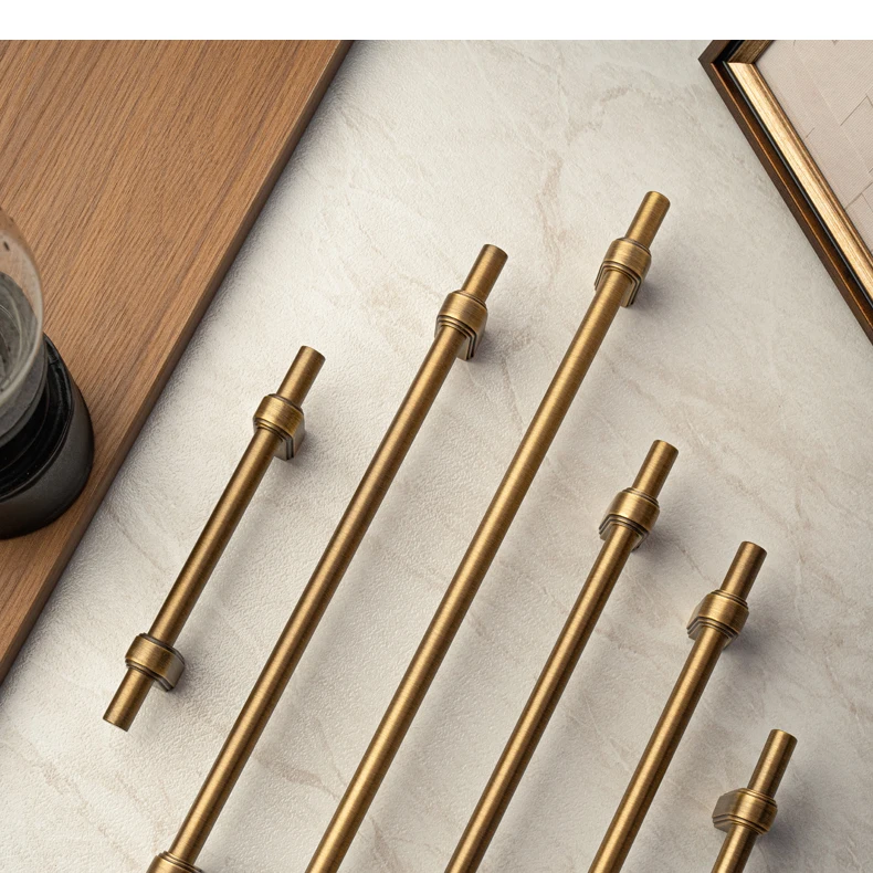 Antique brushed brass wardrobe pull and cabinet knob — supplier illustration 2