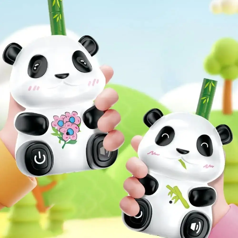 2Pcs Panda Kids Walkie Talkie Toys Cartoon No Radiation Portable Wireless Walkie-Talkies Creative with Hang Rope
