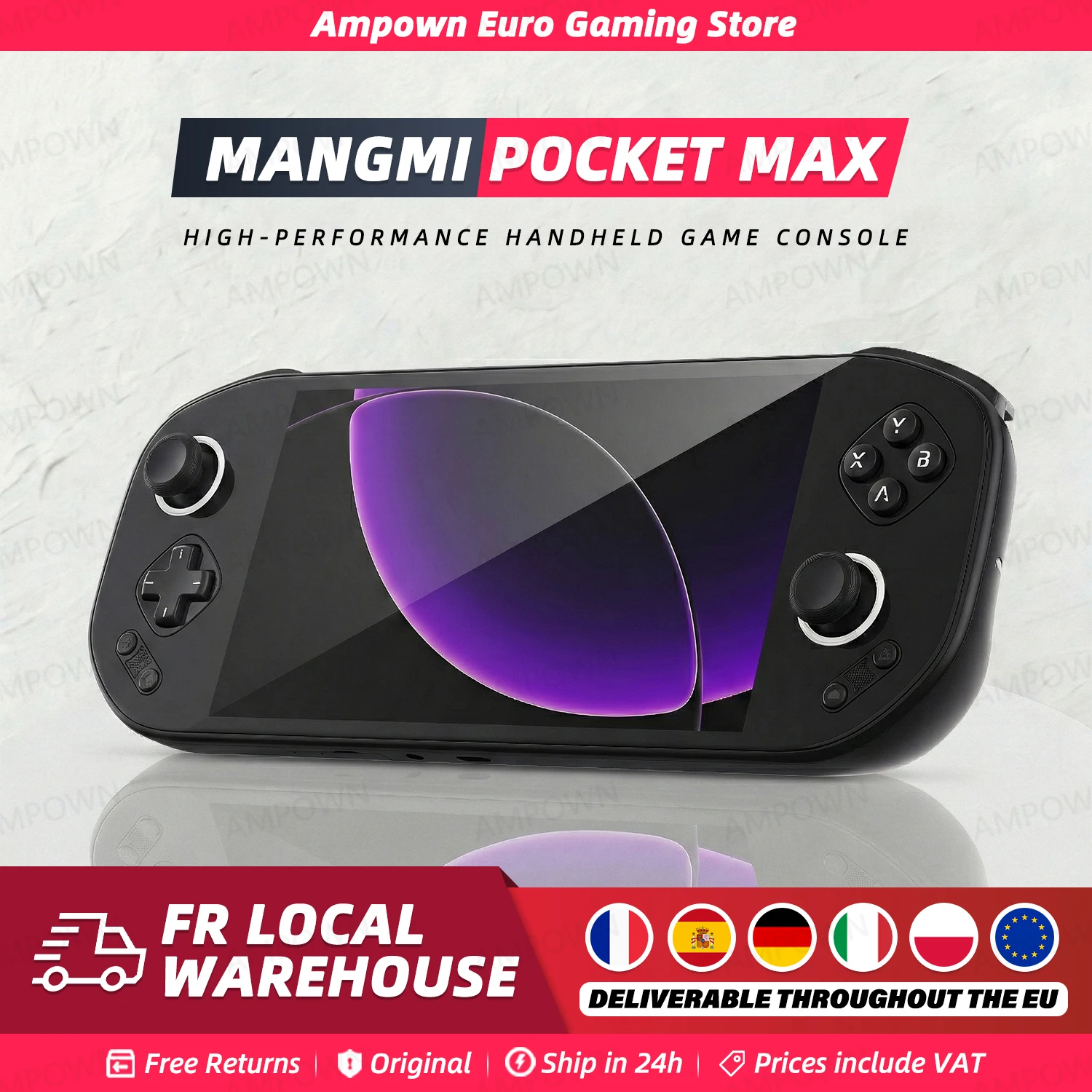 Console de jeu portable MANGMI POCKET MAX, écran OLED 7'' 144Hz, Qualcomm SD865, système Android 13, batterie 8000mAh, charge rapide 27W