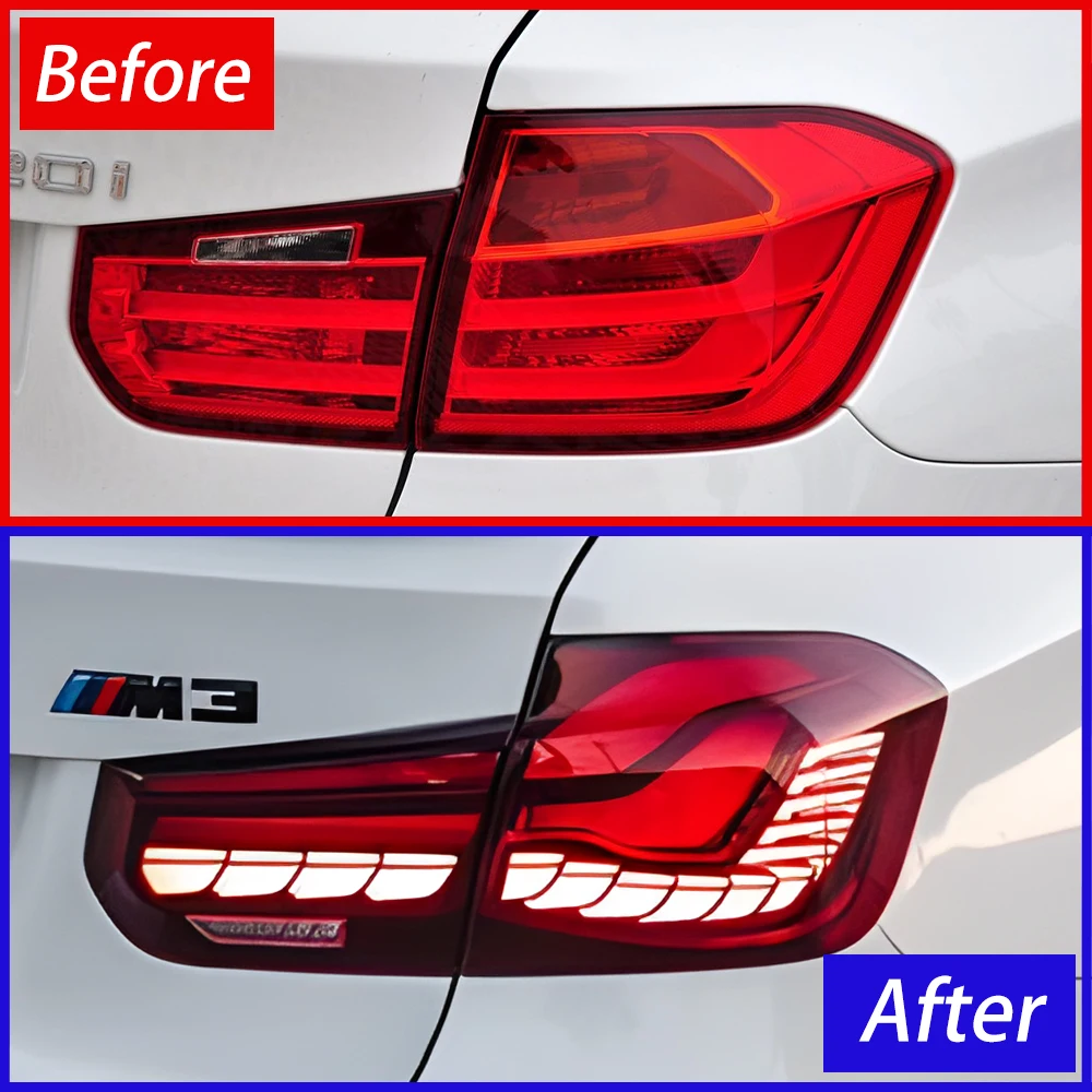 For BMW 3 Series F30 2013-2019 Auto Back Lamps Assembly LED Dragon Scale Wired Style Taillights Car Plug and Play Accessories