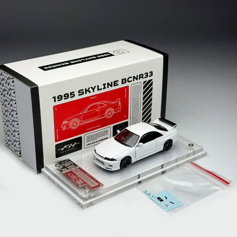 In Stock 1:64 GT-R R33 white alloy car model die-cast static car model creative display item holiday gift
