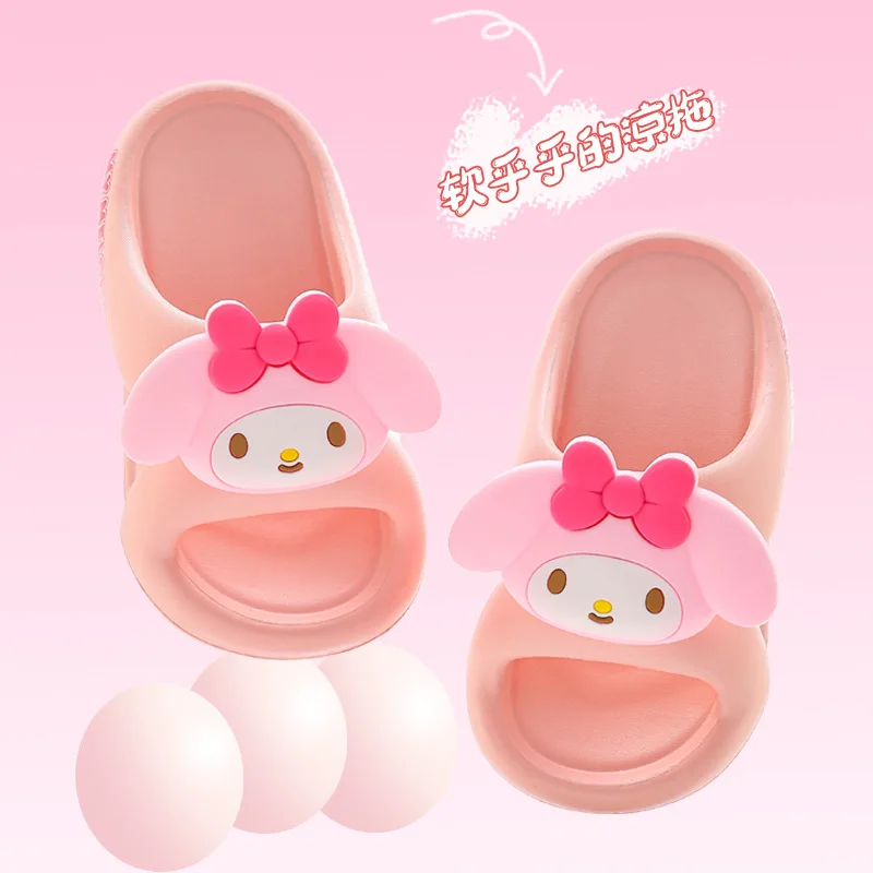 

Новые милые аниме-тапочки Sanrio Hello Kitty для лета, нескользящие, детские, для принцесс, домашние, с мультяшным рисунком, милые туфли для девочек, подарок для ребенка