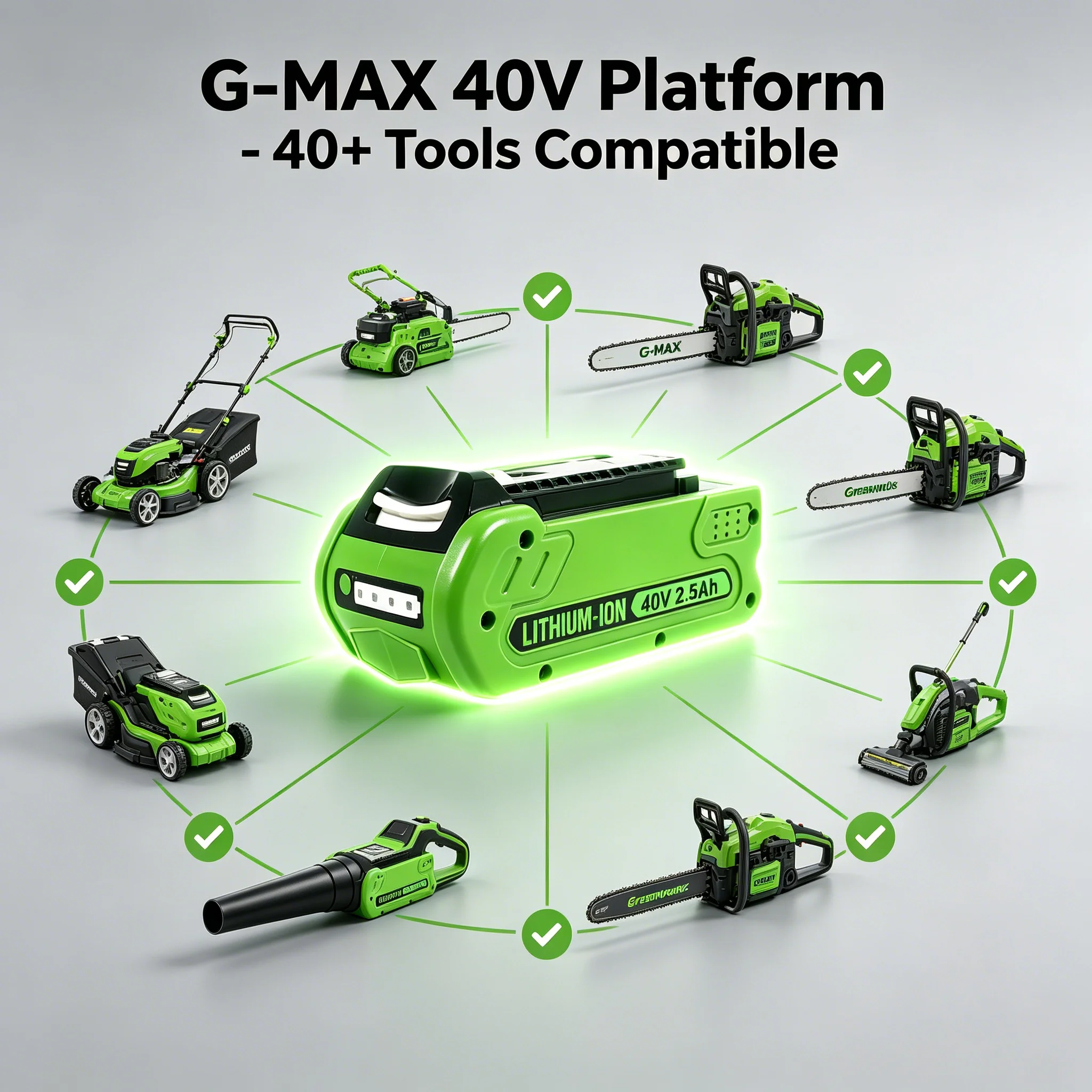 40V 18650 Rechargeable Battery 2500MAh for GreenWorks 29462 29472 29282 for G-MAX GMAX Lawn Mower Power Tools Battery
