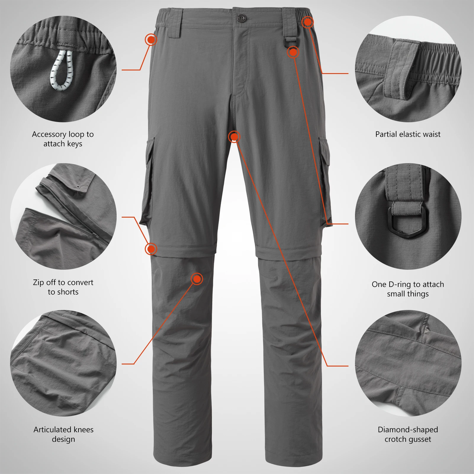 BASSDASH Summer Convertible Pants For Men Quick Dry Trousers Zip-Off Water Resistant Fishing Hunting UPF50+ SD1