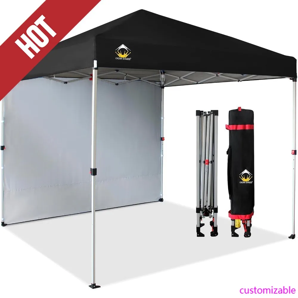 

New Product-8x8 Pop Up Canopy With 1 Side Wall - Beach Tent With One Push Setup - Outdoor Sun Shade For Events, Parties, Camping