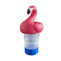 Dispensador de cloro flotante para piscina (Flamenco rosa), se adapta a tabletas de 1 y 3 pulgadas para piscinas grandes y pequeñas, jacuzzi y spa