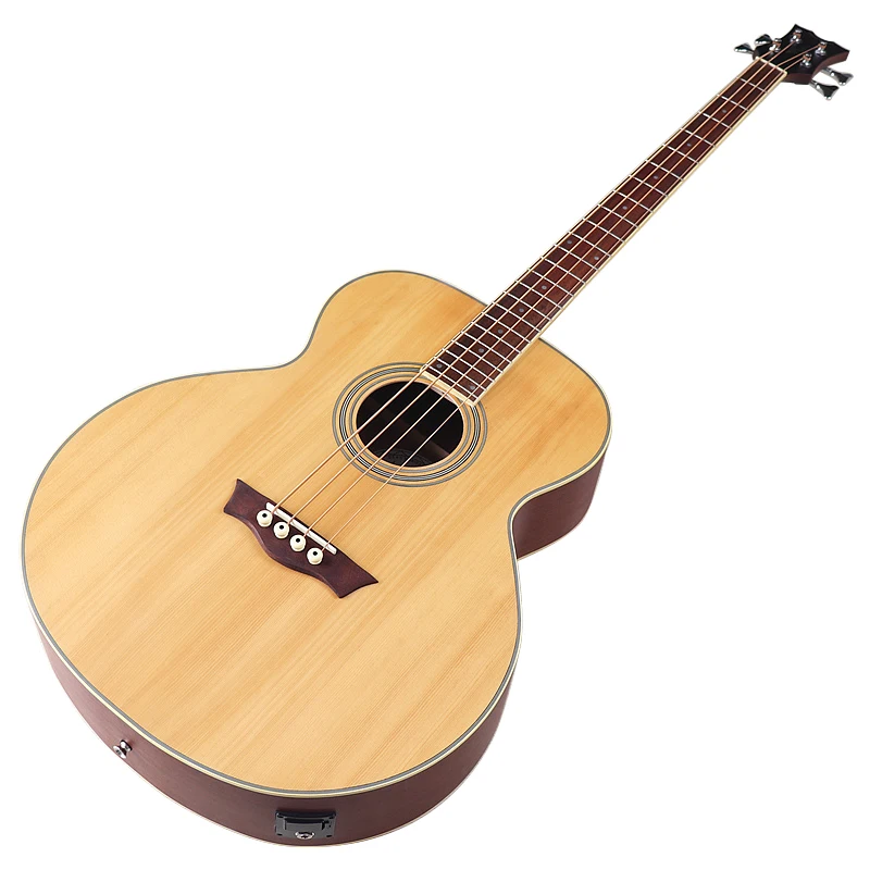 Natural 4 String Electric Acoustic Bass Guitar Jumbo Body 43 Inch Electric Folk Guitar 24 Frets With Pickup