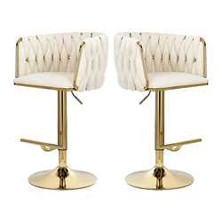 Set di 2 sedie da Bar in velluto, sgabello da Bar, sgabello da bancone girevole in metallo regolabile in altezza e 360 gradi con schienale e poggiapiedi