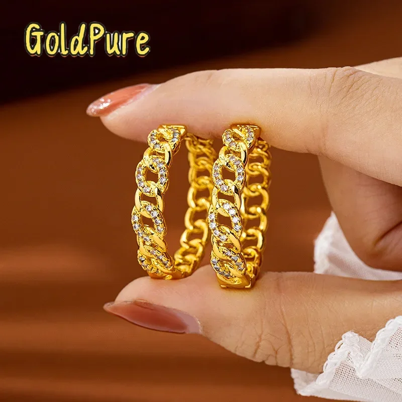 

Золотые серьги Goldpure Luxury 24K 9999 пробы из чистого золота с бриллиантами, геометрический дизайн, для женщин