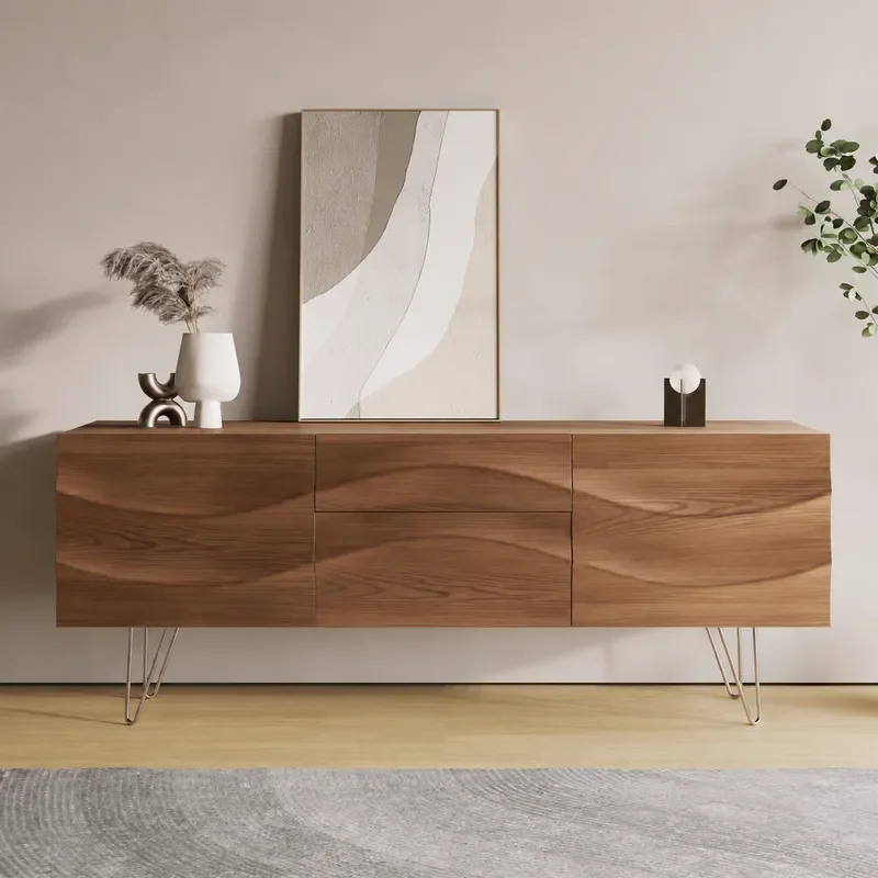 Nordic Solid Wood TV Cabinet Modern Simple Living Room Storage Unit Ash Log Media Console Dining Sideboard