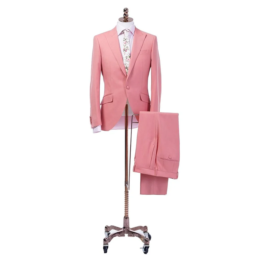 

Single Breasted Peak Lapel 2 Pieces Boutique Men's Suit Set Dinner Party Travel Formal Occasion Male Suits