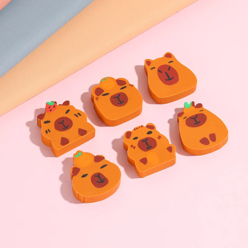 10Pcs/Lot Cartoon Animal Pencil Eraser Creative Cute Capybara Cutting Rubber Erasers Gift Kids Kawaii School Office Stationery