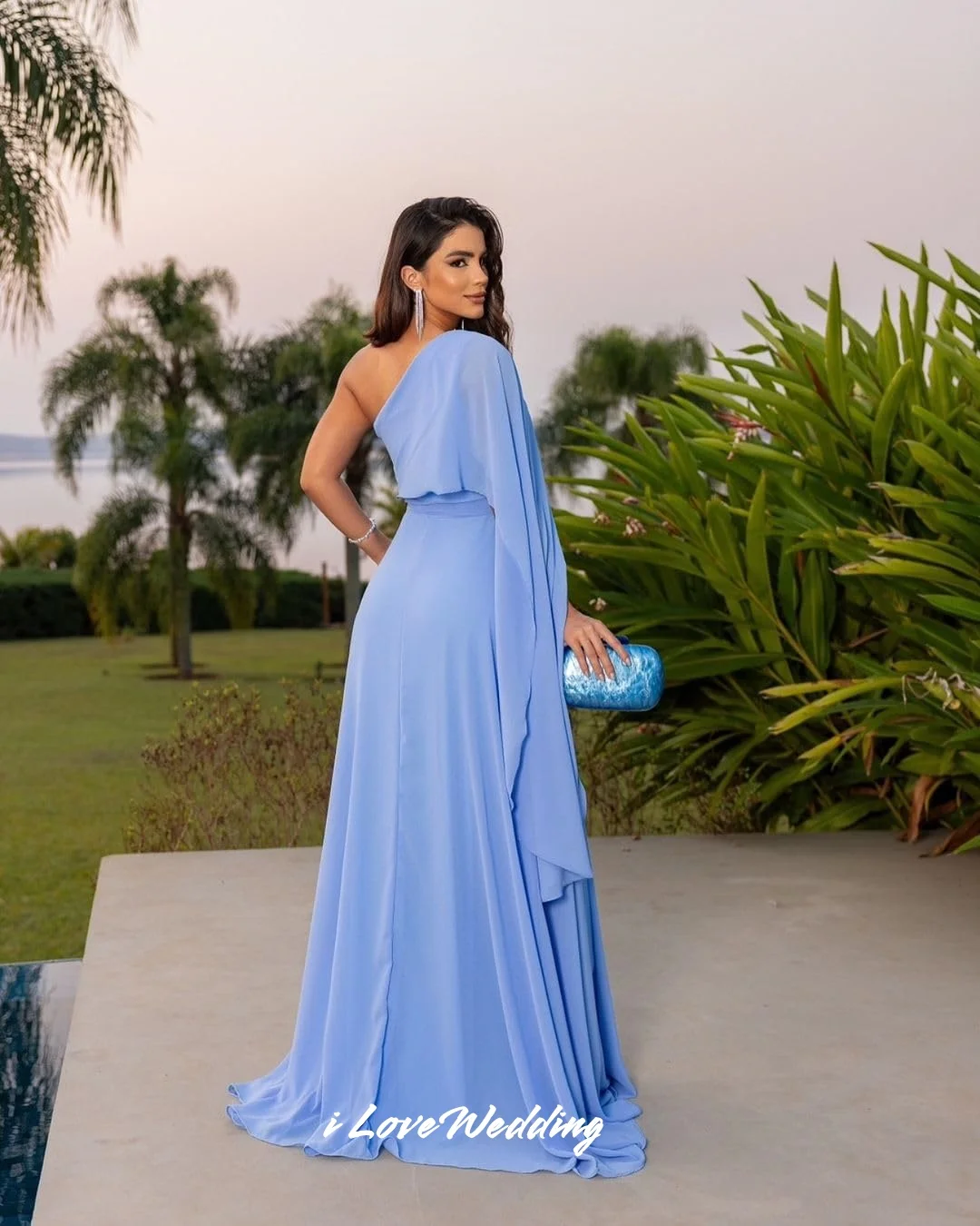 Zielone suknie wieczorowe na jedno ramię 2025 szyfonowa plisowana linia A na specjalne okazje tren typu Sweep sukienka dla gościa weselnego dostosowana